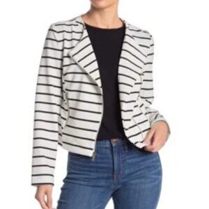 NWT Bagatelle Aysmmetrical Draped Lapel Striped Knit Moto Jacket PM